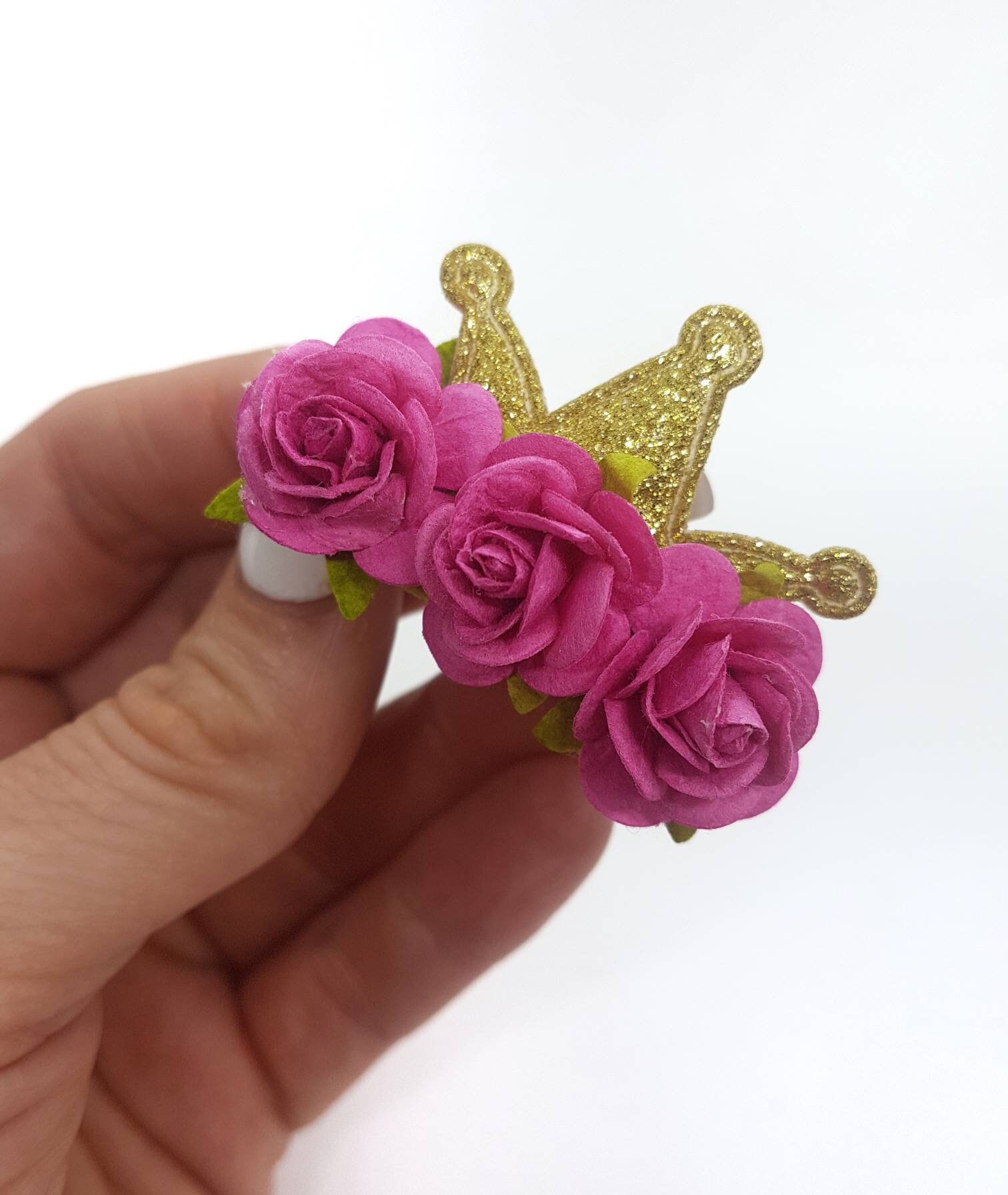 Princess Crown Hair Clip Flower Hair Clip Crown Hair Etsy UK