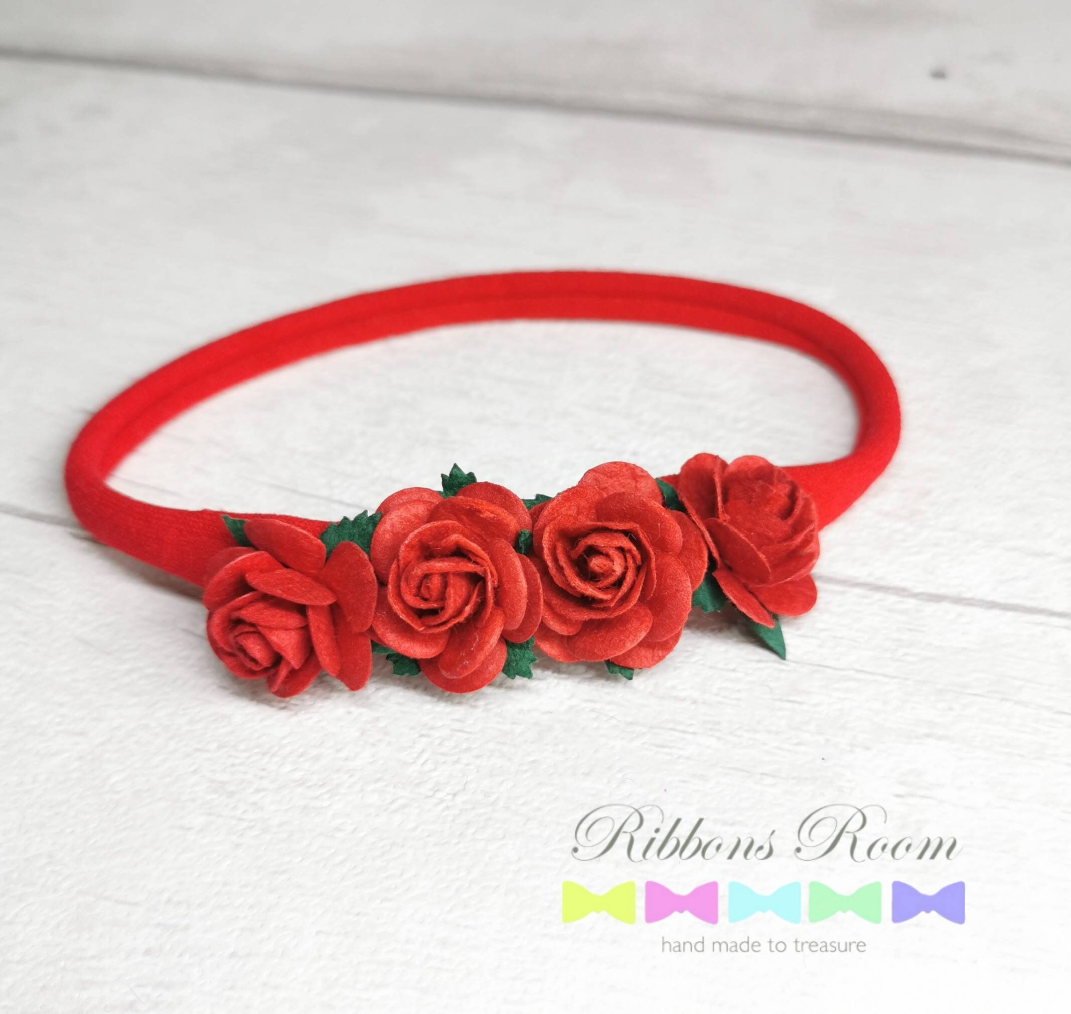 Red Flower Crown Headband, Christmas Newborn Red Christmas Crown, Headband