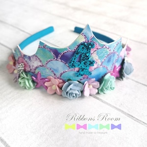 Birthday tiara, Princess tiara, mermaid party, birthday crown, childs tiara, girls birthday outfit, mermaid tiara, 4th birthday gift