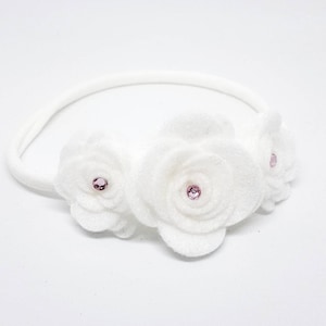 White rose headband, babtism headband, flower crown, Bridal headband, baby photo props, flower girl headband