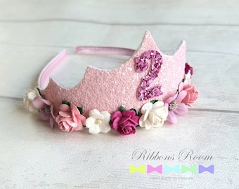 Birthday tiara, Princess tiara, girls pink tiara, birthday crown, childs tiara, adult birthday tiara, photo shoot prop, 2nd birthday