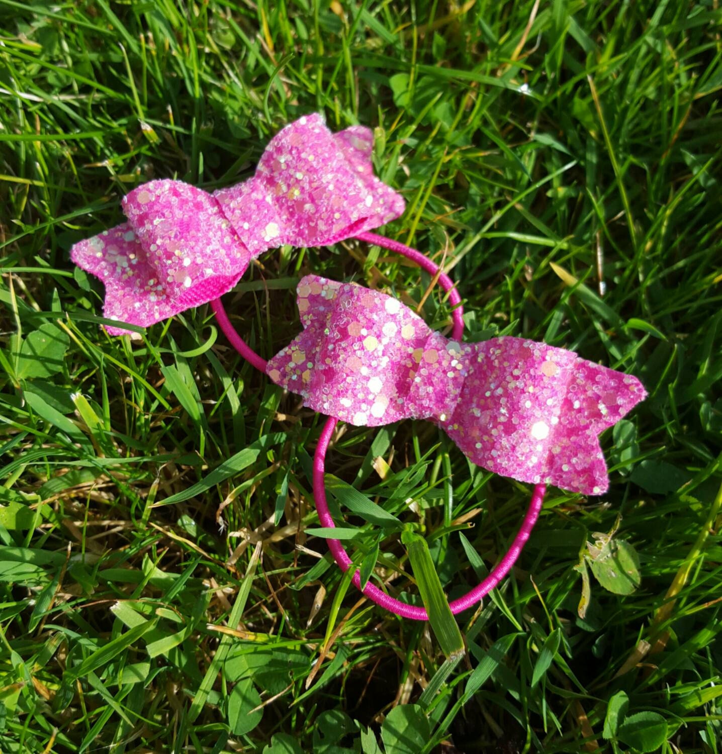 Pink Hair Bobbles, Glitter Hair Bow, Pink Ties, Toddler Small Bow, Tail Bows