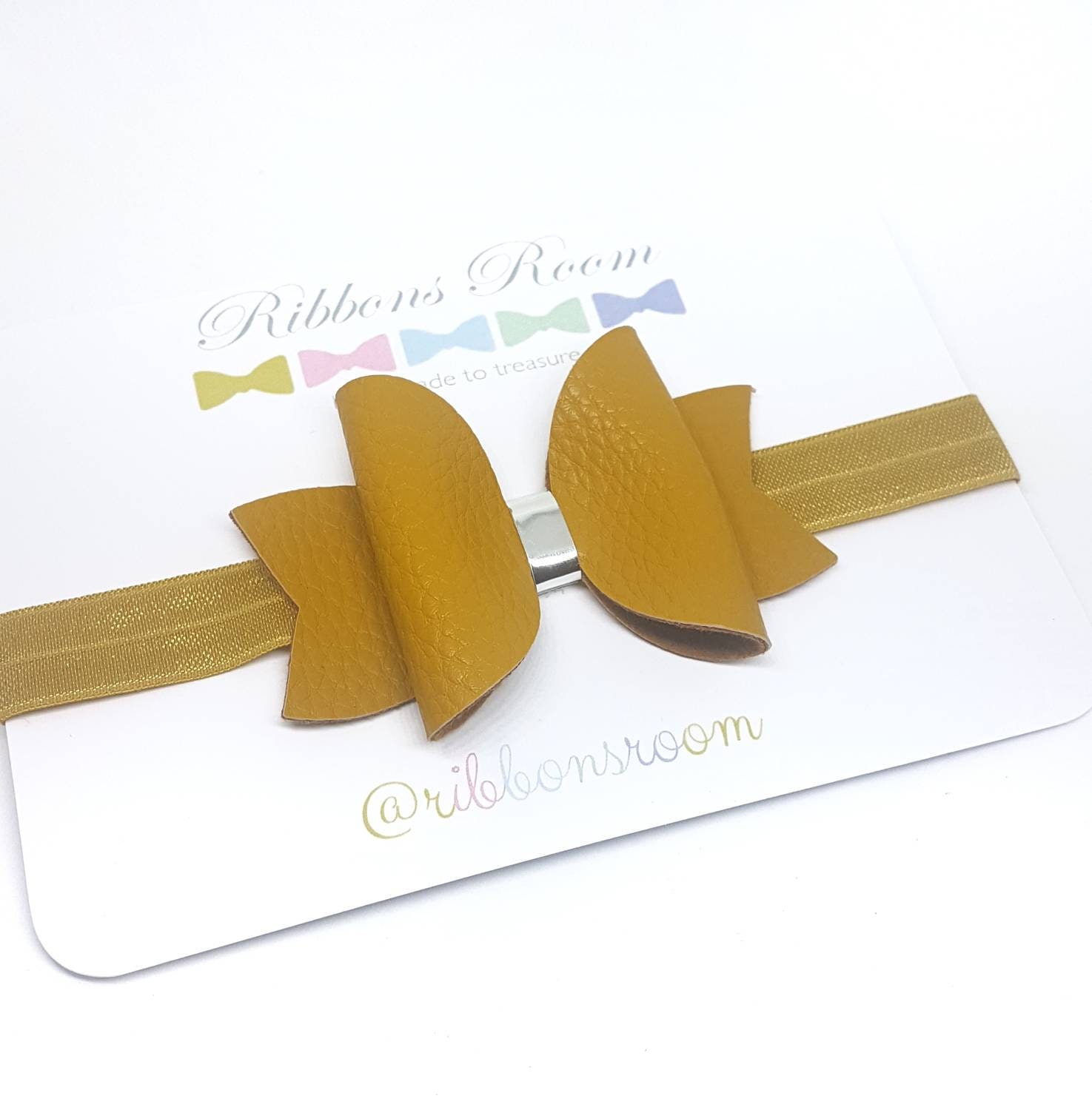 Mustard Baby Headband, Thick Headbands, Hair Bows, Mustard Bow, Newborn Accessories