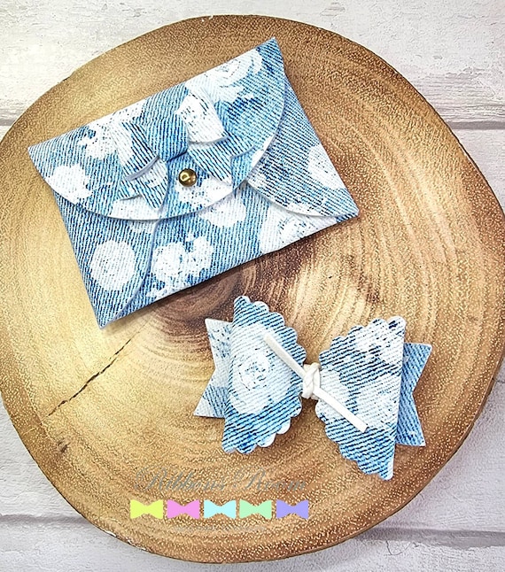 Fringe Denim Hair Accessory Set Denim Rhinestone Set – Indie Collection main image 4