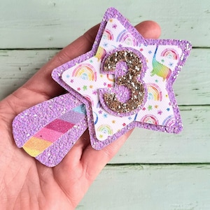 Birthday badge, dinosaur birthday badge, cake smash prop, girls birthday badge, 3rd birthday badge, glitter badge, dinosaur party