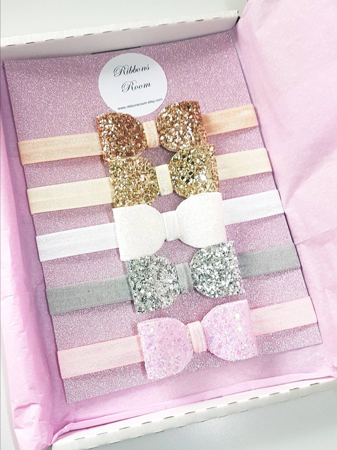 Baby Shower Gift, Glitter Headbands, Baby Headband Set, Hair Bows, Gifts, Birthday Gifts