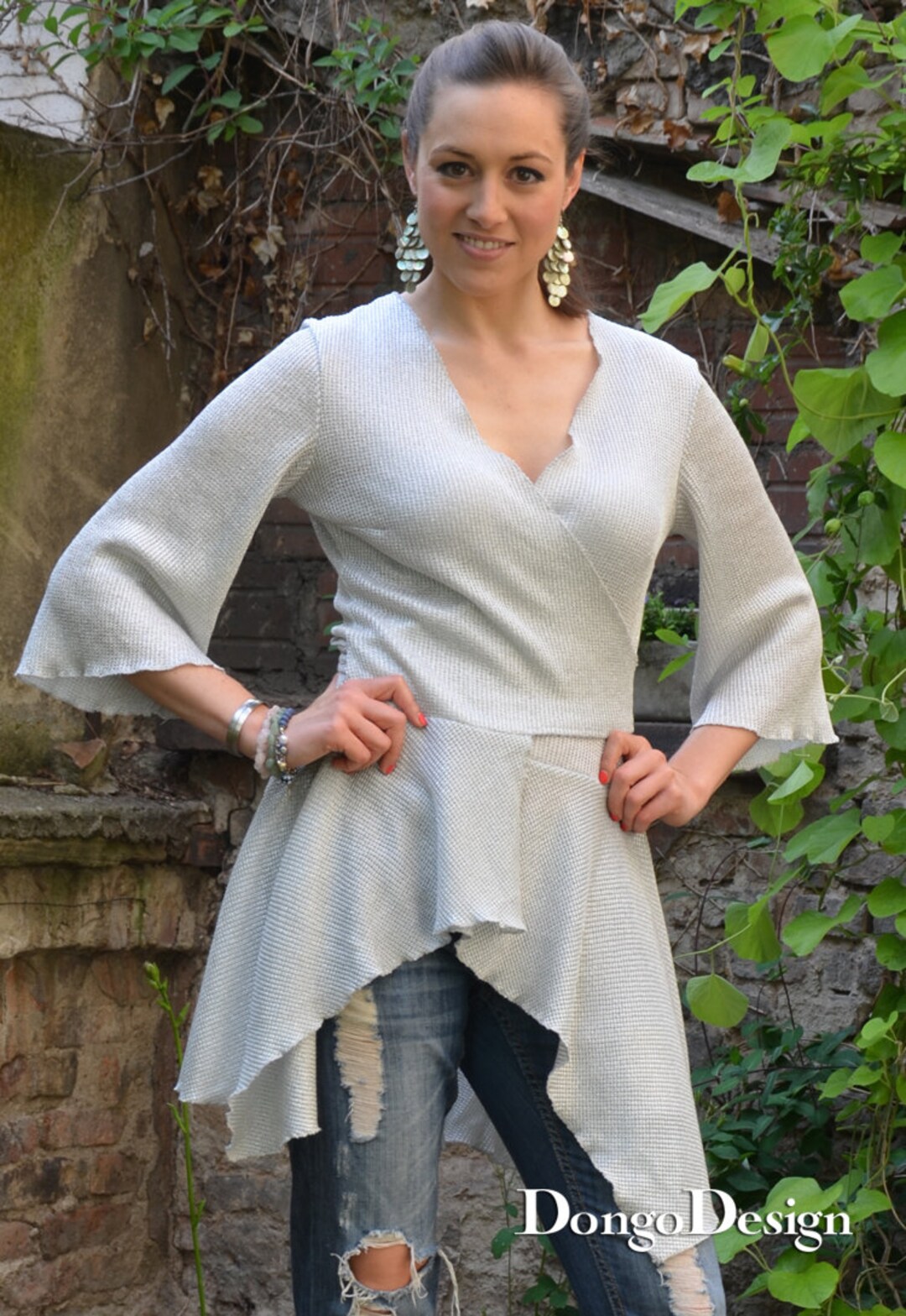 PDF Sewing Pattern Easy Jersey Wrap Blouse Ellen With Ebook Sewing