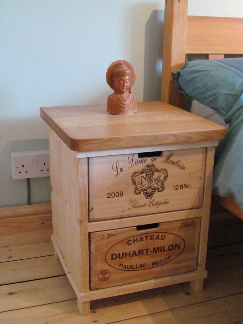 Rustic Wine Box Bedside Table Handmade Etsy