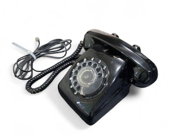 Used 1979 Vintage Japanese Rotary Phone Black Dial Telephone 601-A2 First Production Model Retro Decor Classic Interior