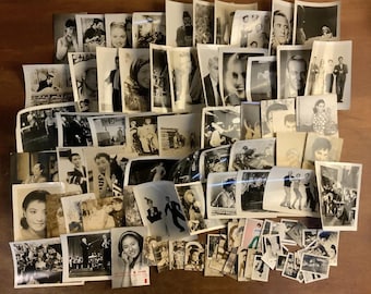 Used Vintage Movie Still & Bromide Photo Lot - 92pc Showa Era Japanese and International Celebrity Assortment, 2 Signed Photos