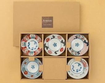 Japanese Porcelain Sometsuke Koimari-Style Plate Set - Mino Ware Mini Plates with Elegant Box, Microwave & Dishwasher Safe| Forgot Souvenir