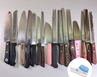 Used Japanese Chef Knives Lot of 16 – Santoku, Nakiri, Deba – For Parts or Repair – Japan Import – Vintage Kitchen Tools| Forgot Souvenir