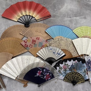 Used Japanese Folding Fans Lot for Tea Ceremony, Japanese Dance, Kimono Accessory & Home Decor