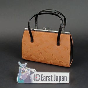 Used Kimono handbag Silk Orange Japanese traditional purse for kimono