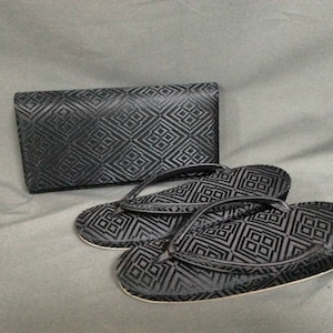 Kimono Zori and handbag set, Japanese traditional sandals and handbag set for kimono