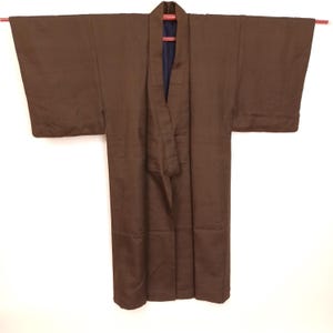Vintage Japanese Men&#39;s Haori Jacket Brown Kimono Coat with Lining, Traditional Kimono Overcoat, Made in Japan
