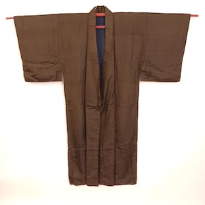Vintage Japanese Men&#39;s Haori Jacket Brown Kimono Coat with Lining, Traditional Kimono Overcoat, Made in Japan