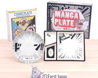 Manga Style Comic Plates Set of 2 | Japanese Monochrome Anime Dish | Made in Japan Tableware| Forgot Souvenir