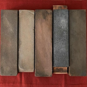 Used Japanese Natural Whetstones - Vintage Sharpening Stones Set of 5, Coarse to Finishing Grit, Made in Japan