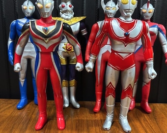 Used Ultra Rare Ultraman Figure Lot Set of 6 Vintage 1973-2001 Kaiju Action Figures Tsuburaya Heroes 6.3in Tall