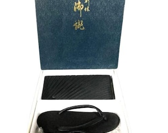 Used Japanese Kimono Formal Set with Black Zori Sandals & Handbag | Traditional Accessories for Kimono or Yukata Ceremony