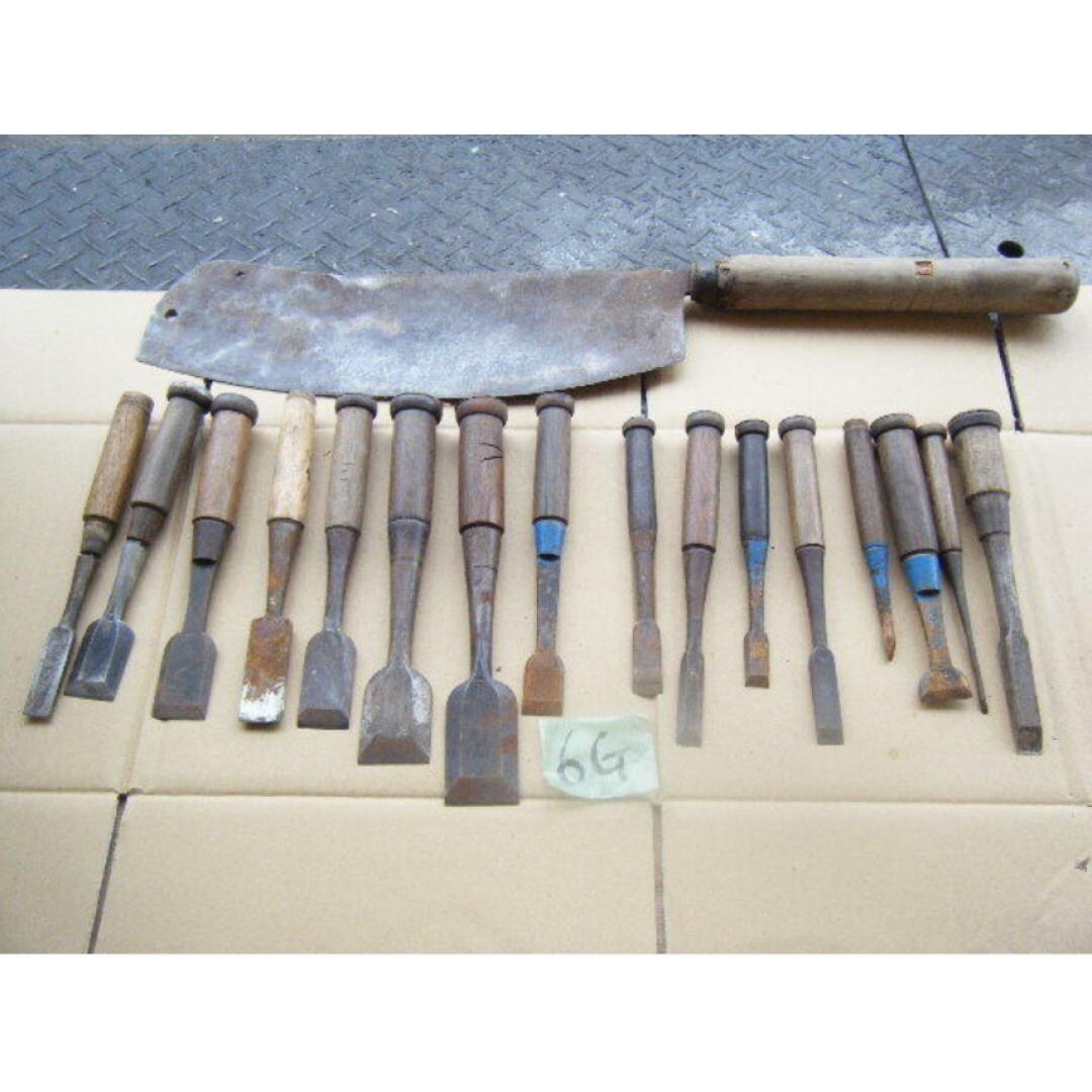 Used 17pc Japanese Chisel Set Nomii Signed Woodworking Carpentry Tools ...