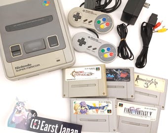 Used Random 5 RPG Game Set Nintendo Super Famicom Console with 2 Controllers, AV Cable, Ac Adapter Tested Working - Japanese SNES