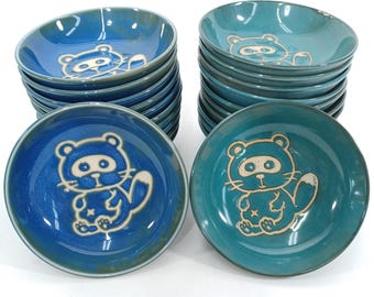 Clearance: Cute Tanuki Ceramic Plate | Set of 1-10 Small Japanese Minoyaki Dishes | Unique Dinnerware with Minor Flaws | Made in Japan