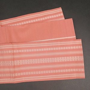 Used Japanese Vintage Han Haba Obi, Pink Stripe Kimono Belt, Casual Waso for Yukata & Kimono