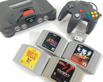 Used Nintendo 64 N64 Console Bundle Japanese Version with 4 Games Zelda Majora's Mask GoldenEye 007 Donkey Kong 64 Controller Memory Card