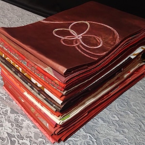 Used Vintage Japanese Obi Belt Set of 15 – Silk Blend – Approx. 4m (157in) Each – Kimono Sash for Sewing, Craft, Decor