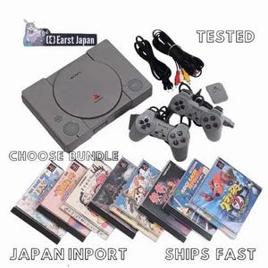 Used Sony PlayStation 1 PS PS1 Console – Optional Controller, Memory Card, Cable, Random Games – NTSC-J, Tested & Working