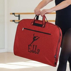 Personalized Red Glitter Dance Garment Bag – Competition Costume Carrier