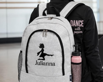 Personalized Dance Backpack, Glitter Dance Bag, Custom Dancer Backpack, Embroidered Dance Team Bag, Dance Competition Backpack, Dance Gift