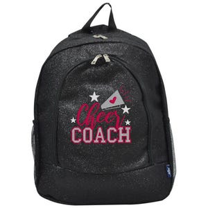 Black Glitter Large Cheer Coach Backpack, Spacious And Stylish for Sports And Dance