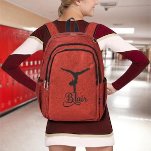 Vibrant Red Glitter Backpack for Cheerleaders and Gymnastics Enthusiasts, Stylish and Durable Gear