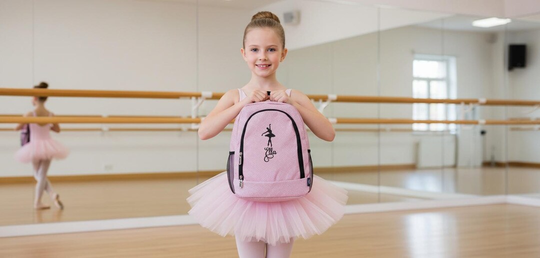 Personalized Pink Glitter Ballet Backpack – Embroidered Ballerina Dance ...