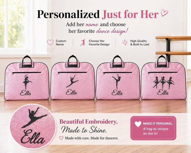 Personalized Dance Garment Bag, Glitter Dance Competition Bag, Custom Dance Costume Bag, Ballet Garment Bag, Recital Travel Bag image 3