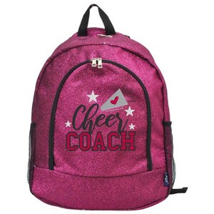 Hot Pink Glitter Backpack: Embroidered Cheer Coach Design