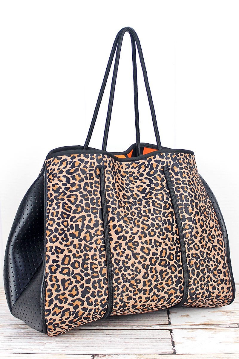 monogrammed leopard bag