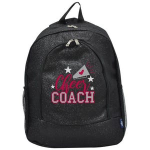 Black Glitter Large Cheer Coach Backpack, Spacious And Stylish for Sports And Dance
