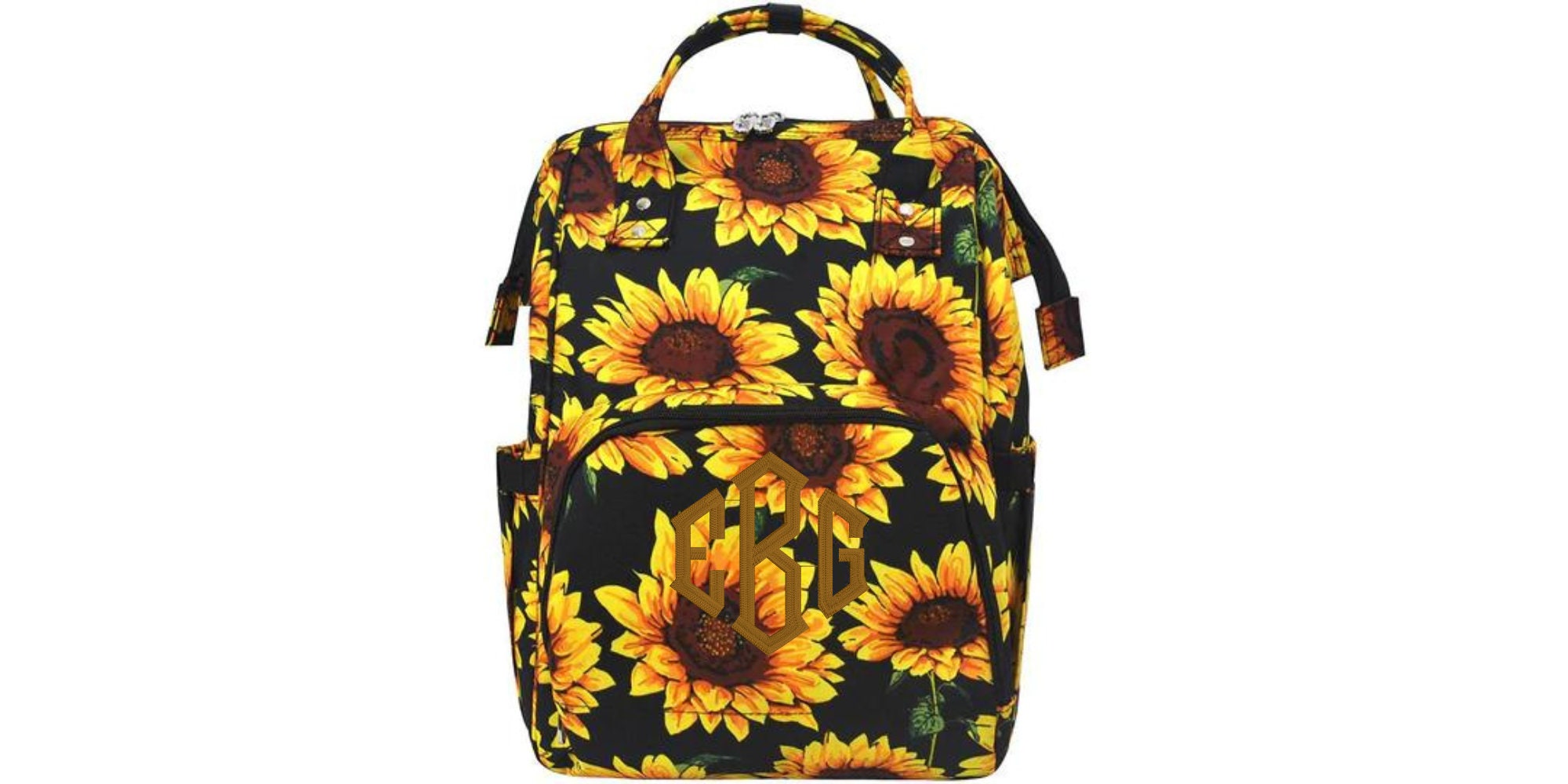 Personalized Diaper Bag Sunflower Print 