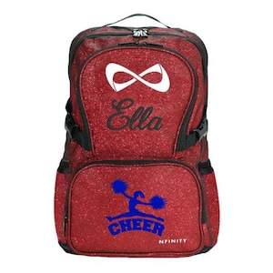 Sparkle Glitter Cheerleader Backpack Red With Name Monogram