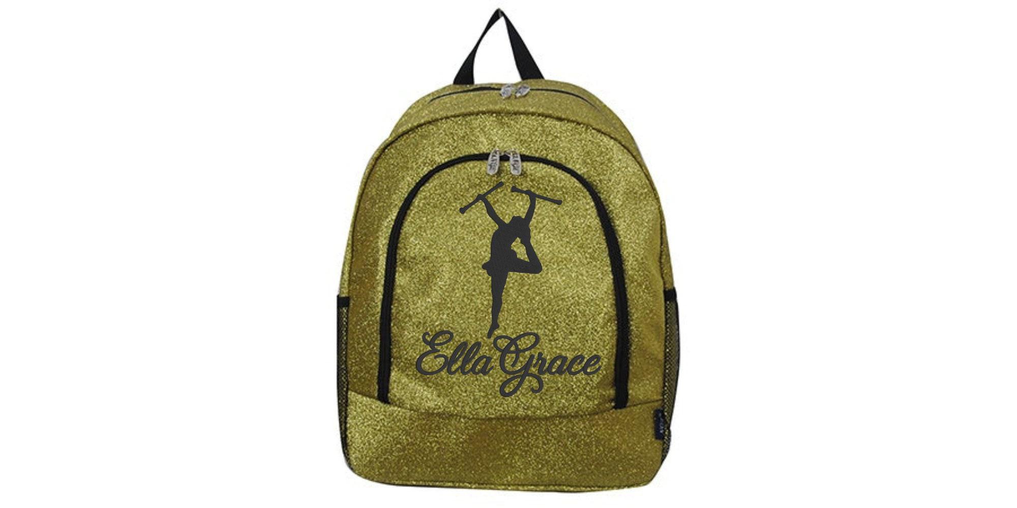 Gold Glitter Backpack: Embroidered Twirler Dance Bag