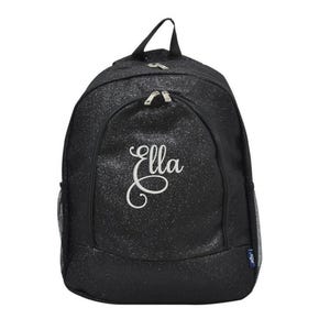 Monogrammed Large Backpack, Glitter Black, Glitz And Glam, Cheer Bag, Dance Bag