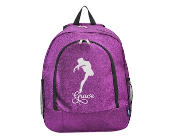Purple Glitter Large Backpack,  Ballet Dancer