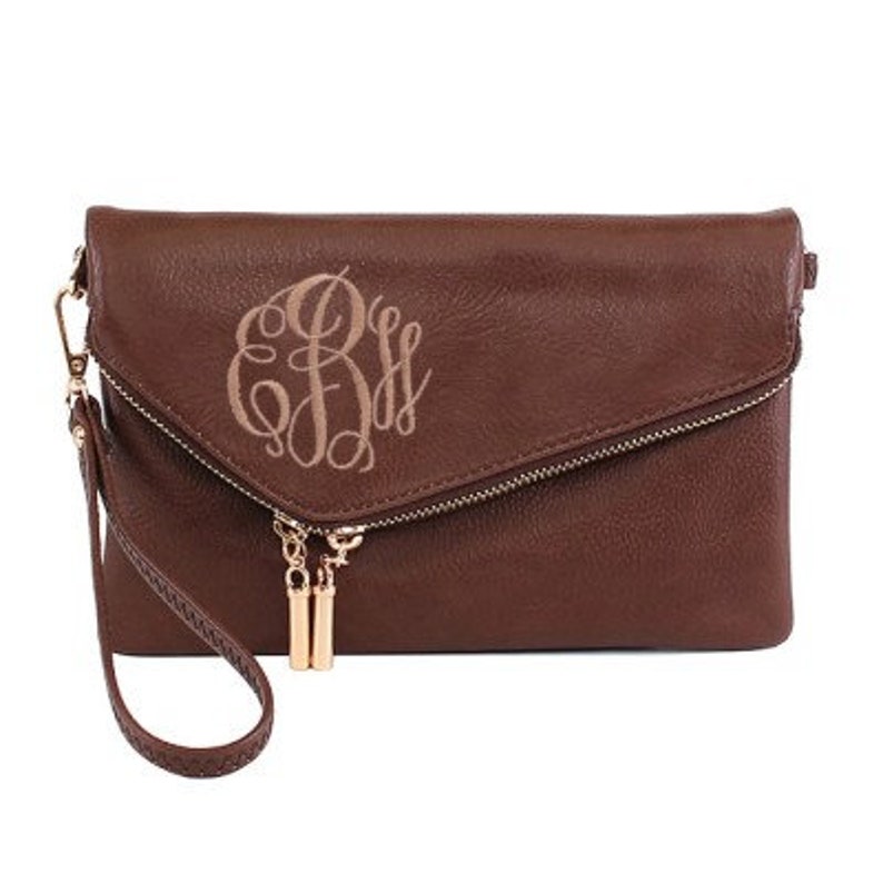 Brown Monogram Purse Crossbody Purse Monogrammed Purse Etsy