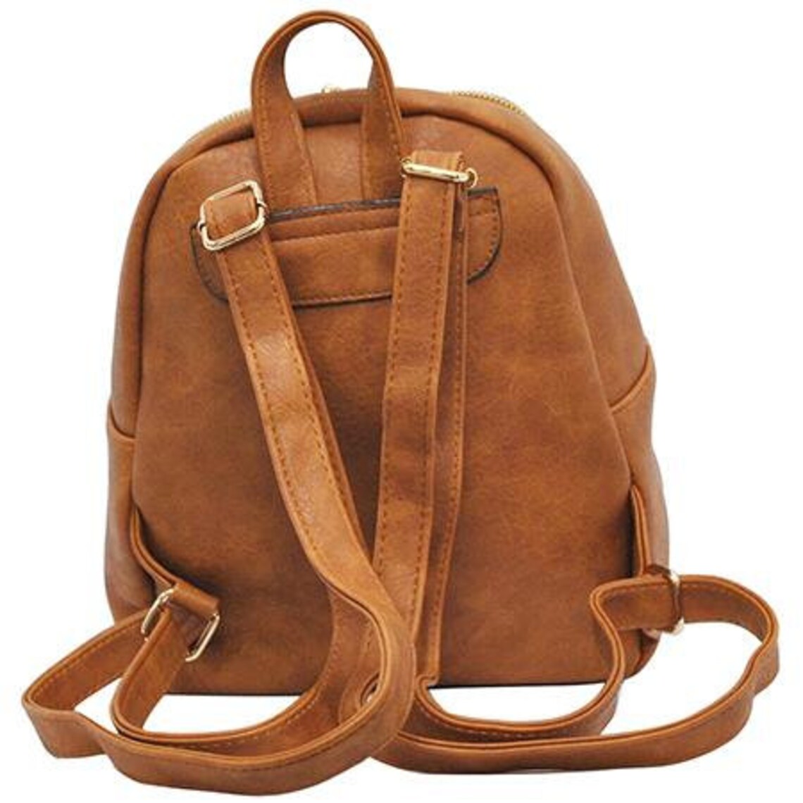 Monogrammed Faux Leather Backpack Monogram Light Brown | Etsy