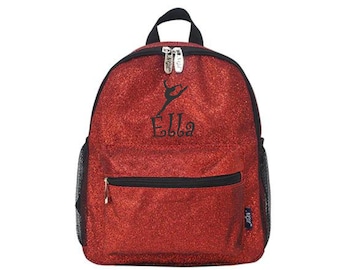 Red Glitter Cheerleader Gymnastics Dance Competition Backpack