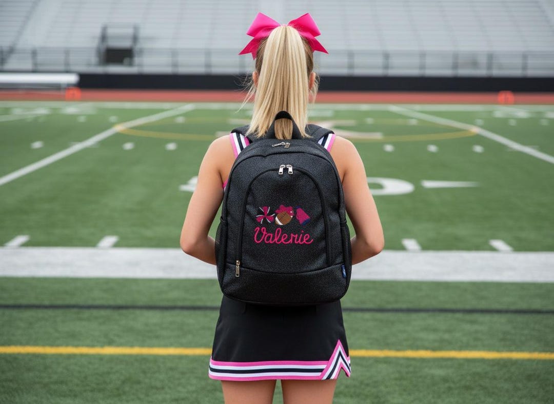 Personalized Cheer Backpack, Black Glitter Cheerleading Bag ...